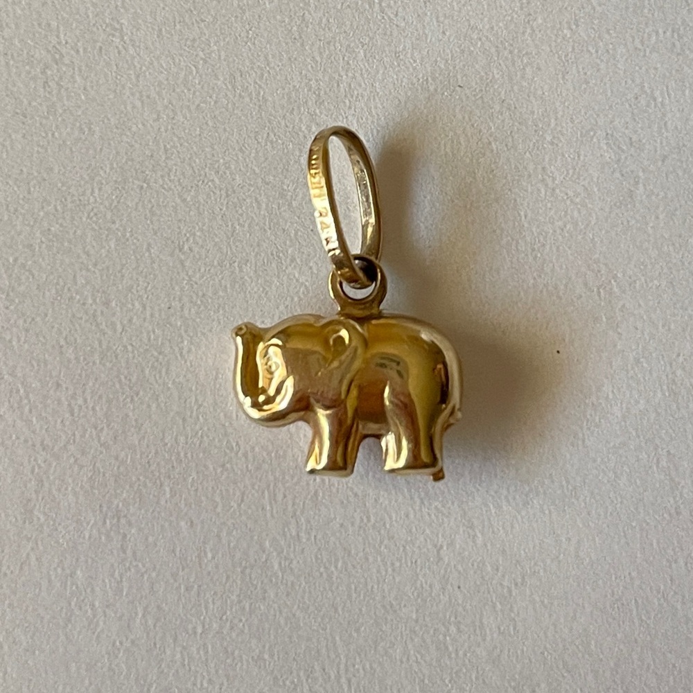 14k Gold Elephant Charm